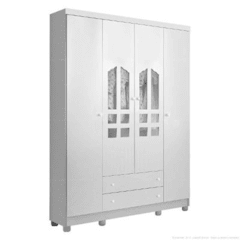 Guarda-Roupa Roupeiro 4 Portas 2 Gavetas Carolina Selena 4425 MDF Branco 187385