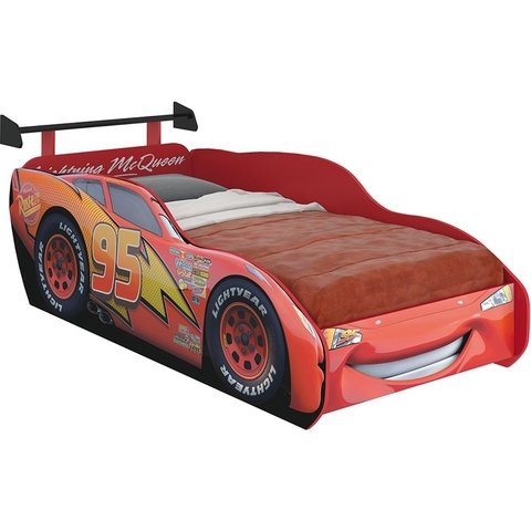 CAMA INFANTIL COM PROTECAO LATERAL CARRO AEROFOLIO 5948 VERMELHO MATTEL T4