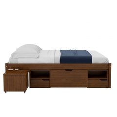 Cama Queen Multifuncional Madeira Maciça 6 Gavetas Charme Inter Link Pinhão - comprar online