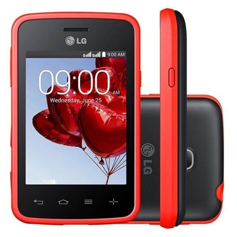 Smartphone LG L30 Sporty D125F Preto/VERMELHO com Dual Chip, Tela 3.2", Android 4.4, Câmera 2MP, 3G, WiFi, Bluetooth e Processador Dual Core 1.0 Ghz