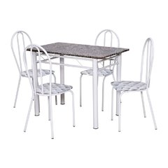 Conjunto de Mesa com 4 Cadeiras Monique Branco