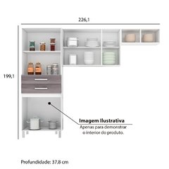 COZINHA COMPACTA JULIA COM PANELEIRO DUPLO E ARMARIO AEREO BRANCO E PRETO - 3 unidades - comprar online