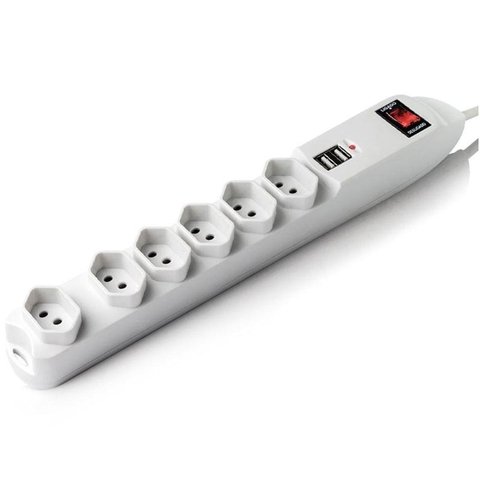 Filtro De Linha Com 6 Tomadas E 2 Usb Bivolt Wi251 Multilaser