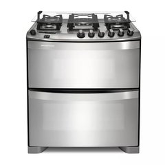 Fogão Brastemp 5 bocas duplo forno cor Inox com quadrichama e timer digital BRBFD5QBR2