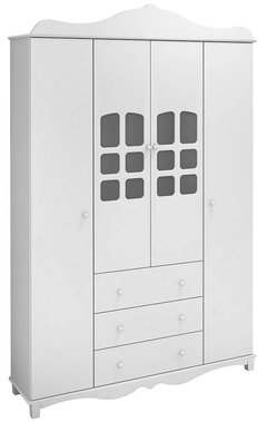 GUARDA ROUPA INFANTIL IMPERIAL 4 PORTAS BRANCO ACETINADO