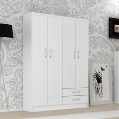 Guarda-Roupa Solteiro Atalaia 4PT 2GV Branco