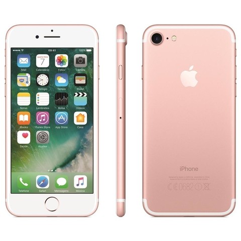 IPHONE 7 APPLE COM 128GB ROSA, TELA RETINA HD DE 4,7" COM 3D TOUCH, IOS 10, TOUCH ID, CÂMERA 12MP, RESISTENTE À ÁGUA, WIFI, 4G