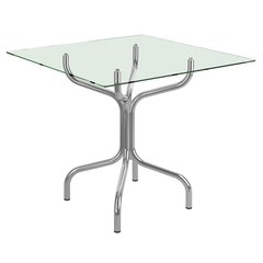 Mesa Cromada com Vidro Incolor Carrar