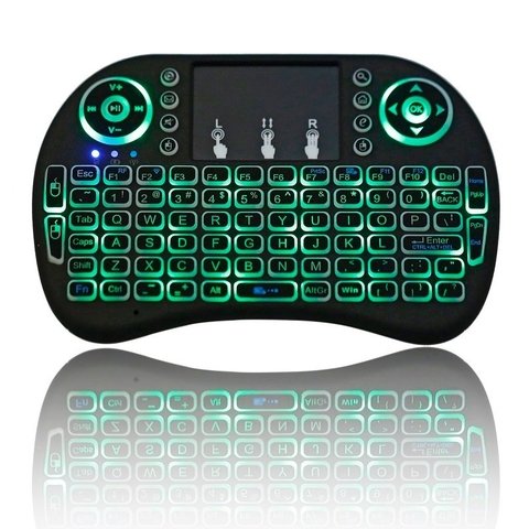 Mini Teclado QWERTY FI0030 com LEDs sem fio 2.4G / Fly Air mouse Touchpad Portátil T2