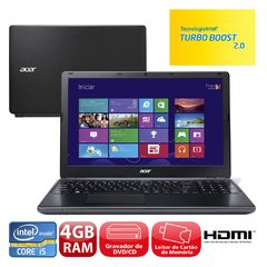 Reembalado - Notebook Acer E5-572-36Xw, Intel® Core(TM) I3-6100, 4Gb, HD 1Tb, Windows 10, 15.6" Preto