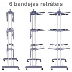 Multi Varal de Chão Dobrável 3 andares com cabideiro GH108 - 4 unidades - Infotecline