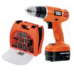 Parafusadeira/Furadeira à Bateria Black&Decker GC1200M com 102 Acessórios e Maleta - 12V