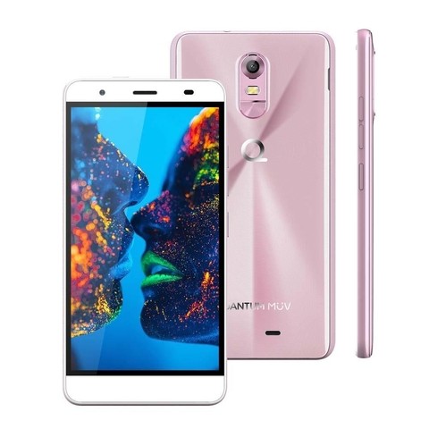 SMARTPHONE QUANTUM MÜV PRO MIDNIGHT ROSA COM 16GB, DUAL CHIP, TELA HD TRUEVIEW DE 5.5", CÂMERA 16MP, 4G, WI-FI, ANDROID 6.0 E PROCESSADOR OCTA CORE