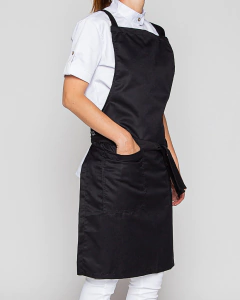 DELANTAL PECHERA CRUZADO NEGRO - All In Chef