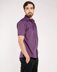 CAMISA MASCULINA MANGA CORTA MORADA - All In Chef