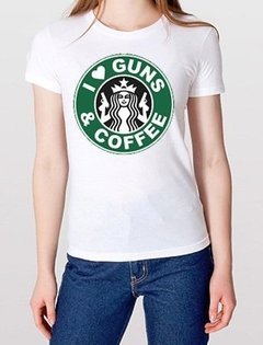 Playera Yo Amo Starbucks Cafe Y Las Armas Pistola Logo - Jinx