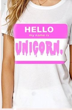 Playera Hola Mi Nombre Es Unicornio Playera Logo Rosa