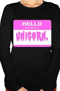 Playera Hola Mi Nombre Es Unicornio Playera Logo Rosa en internet