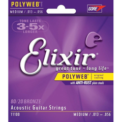 Elixir 80/20 Bronze Polyweb Acoustic Guitar Strings 13-56 - 11100