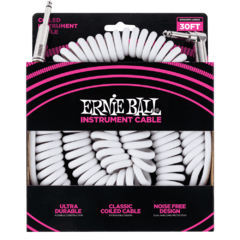 ERNIE BALL CABLE DE INSTRUMENTO EN ÁNGULO RECTO / EN ESPIRAL DE 9M - BLANCO - 6045