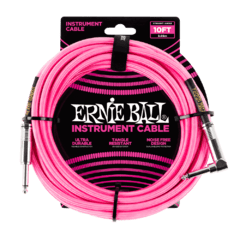 ERNIE BALL CABLE DE INSTRUMENTO TRENZADO RECTO / ÁNGULO DE 3M - ROSA NEÓN - 6078