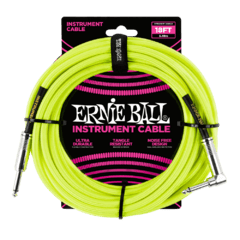 ERNIE BALL CABLE DE INSTRUMENTO TRENZADO RECTO / ÁNGULO DE 5.5M - AMARILLO NEÓN - 6085