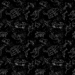 LINO ALGODON NEGRO PRINT CONSTELACIONES - PESQUEIRA™