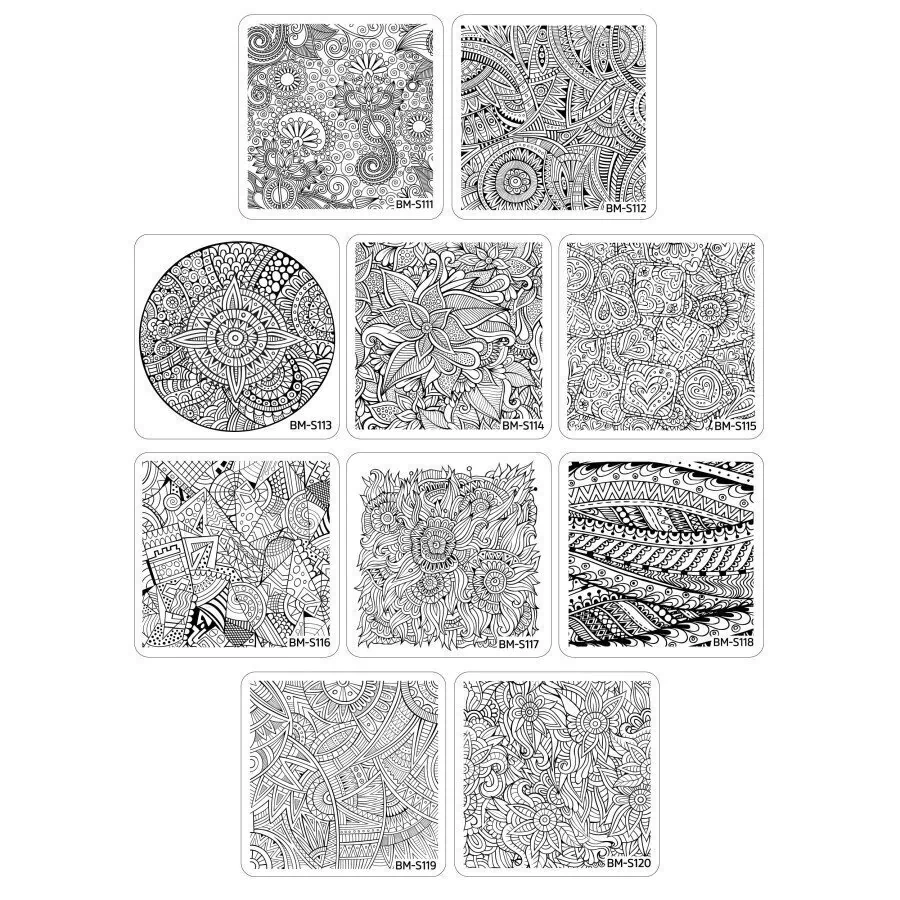 Bundle Monster 10pc Paisley Flow Stamping Plates Collection