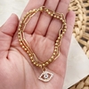 Pulsera doble con dije acero dorado
