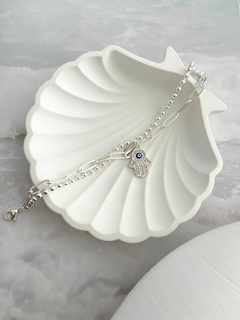 Pulsera doble acero blanco con dije - Donde Me Lleves Iré ®
