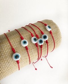 Pulsera Amuleto Hilo Chino (Ojo blanco y celeste)