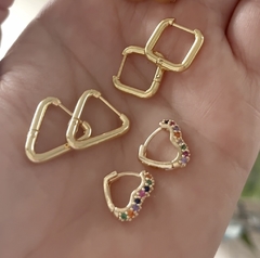 Corazones acero dorado micro pave - comprar online