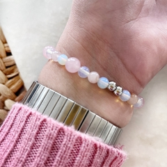 Pulsera Cuarzo Rosa y Piedra Lunar - comprar online