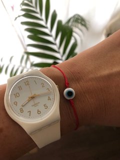 Pulsera Amuleto Hilo Chino (Ojo blanco y celeste) - comprar online