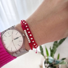 Pulsera Roja acero blanco - comprar online