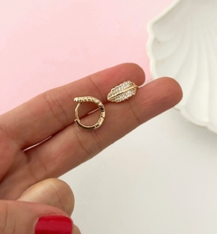 Argollitas micro pave con baño en oro - comprar online