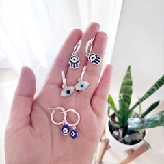 Argollitas acero blanco con dije