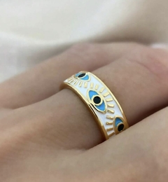 Anillo occhi acero dorado - comprar online