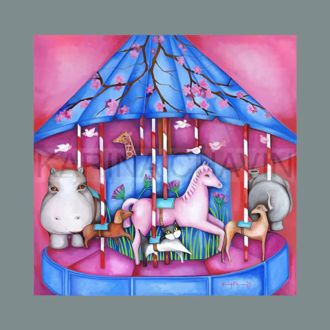 "Carrousel del cerezo" Impresión sobre canvas - comprar online