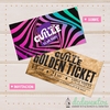 100 Invitaciones ticket dorado