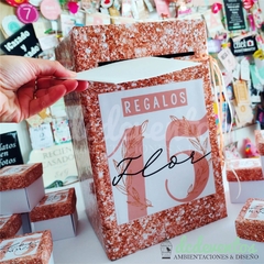 Buzón para regalos 15 años gold rose