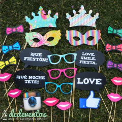 Kit para Photobooth 15 años - 25 Accesorios para el rincón de fotos - tienda online