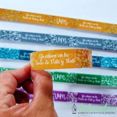 Pulseras diseño glitter para casamientos (ELEGI LA CANTIDAD)