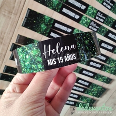 Pulseras diseño glitter para 15 años (ELEGI LA CANTIDAD) - DCD Eventos® - Casamientos y fiestas temáticas