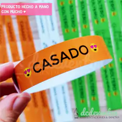 Pulseras solteros y casados con diseño para casamientos (Elegí la cantidad)