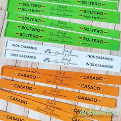 Pulseras solteros y casados con diseño para casamientos (Elegí la cantidad) - comprar online