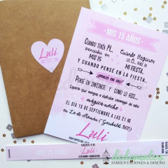 Imagen de 50 Invitaciones 15 años | Pack invitaciones y pulseras