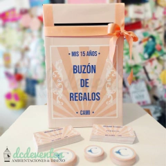 COMBO 15 AÑOS: Buzón de regalos + raspaditas + cajitas souvenirs + stickers (PEDILO CON TU TEMÁTICA FAVORITA) en internet