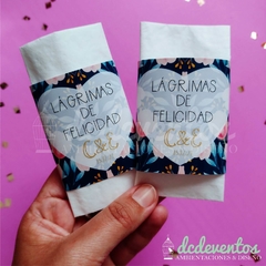 60 pañuelos tissues personalizados - DCD Eventos® - Casamientos y fiestas temáticas