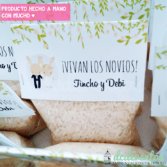 120 bolsitas Vivan los novios (con arroz) - (Pedilas con tu diseño favorito) - comprar online